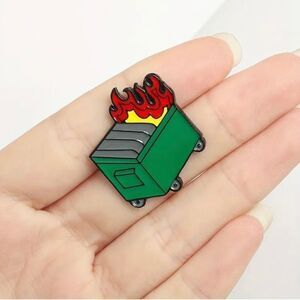Dumpster Fire Enamel brooch/Pin